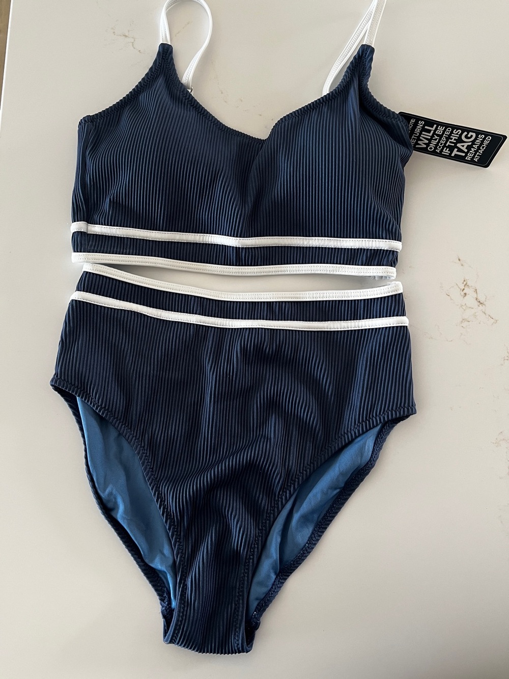 BMJL Women’s High waisted Bikini. Color Block Ribbed 2 Piece swimsuit